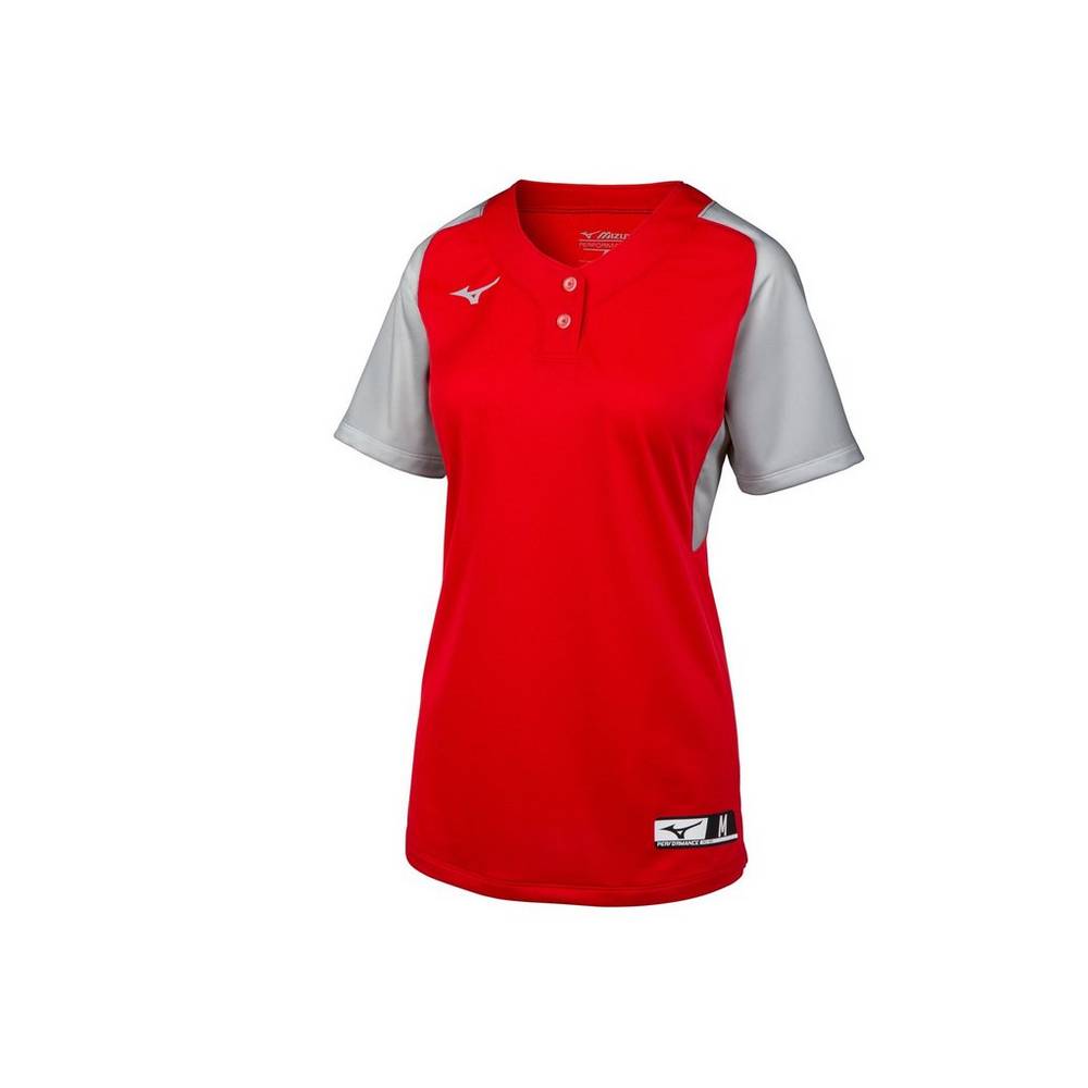 Mizuno Aerolite 2-Button Női Mezek Piros/Szürke KMV912065